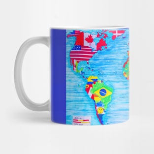 Map of the World with Flags Mug